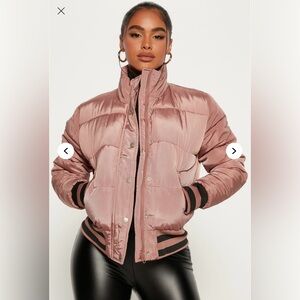Fashion Nova Puffer Jacket - Light Pink Size XS